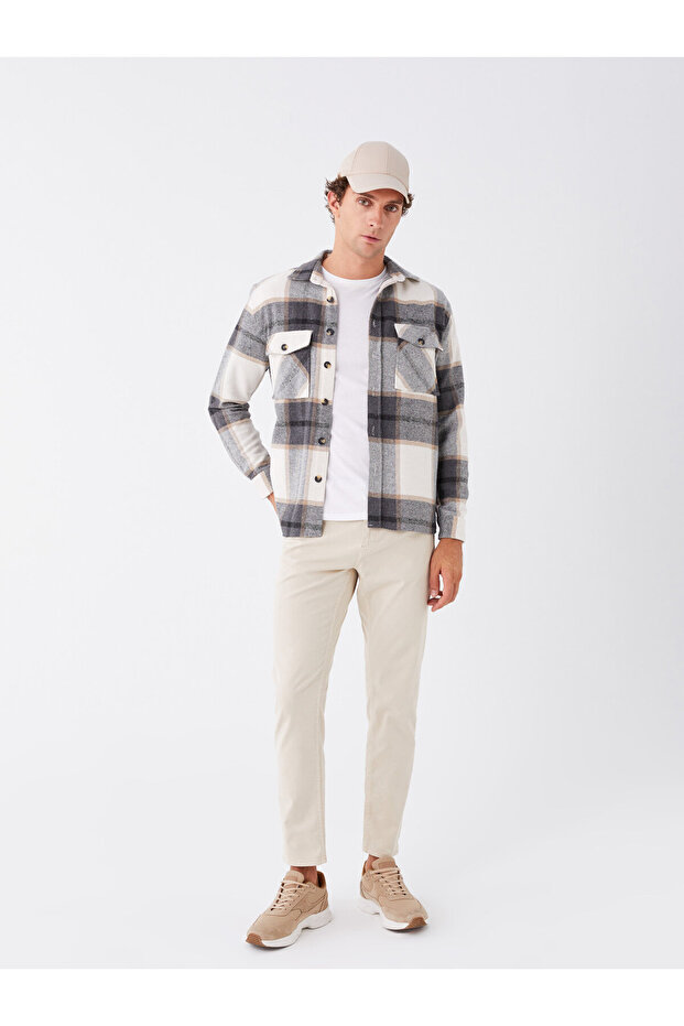 Regular Fit Uzun Kollu Ekose Erkek Gömlek Ceket - 3