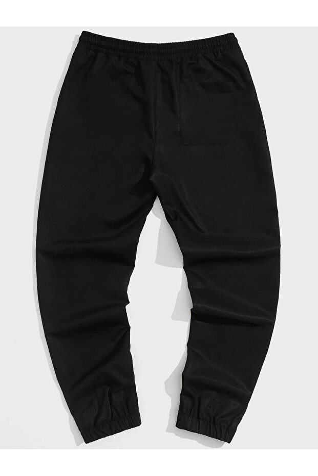 Expression & Letter Graphic Drawstring Waist Pants - 2