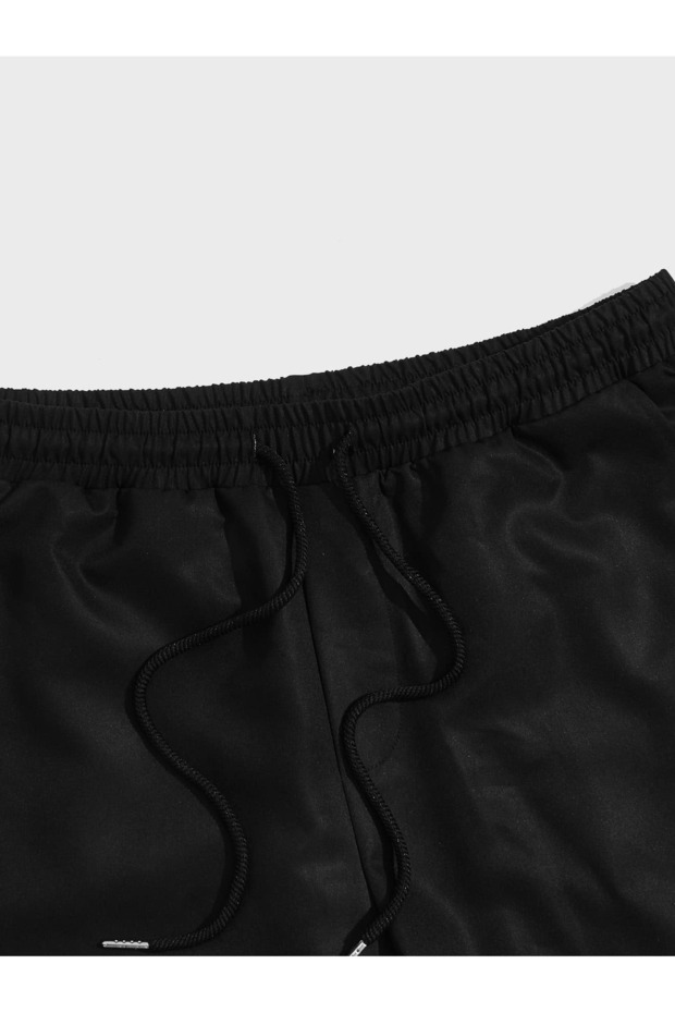 Expression & Letter Graphic Drawstring Waist Pants - 4