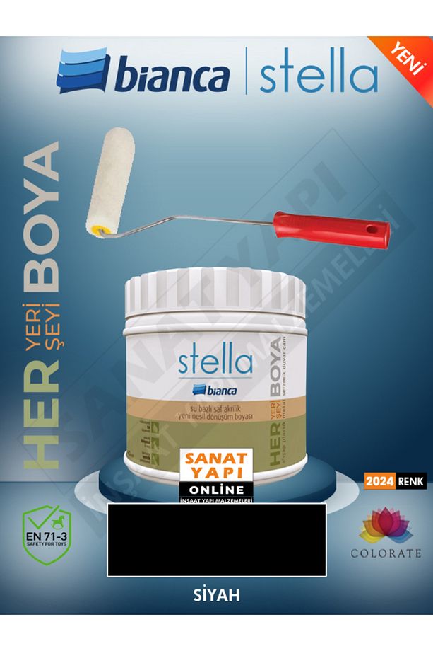 Stella 2024 Renk Yeni Su Bazlı Boyalar 500Ml + Rulo - 1