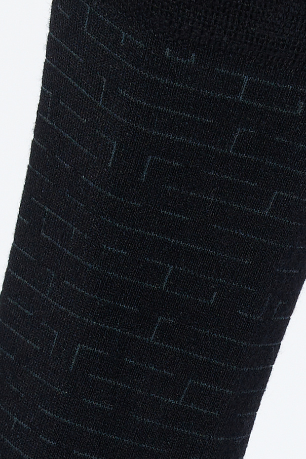 Erkek Siyah Tekli Desenli Çorap - 2
