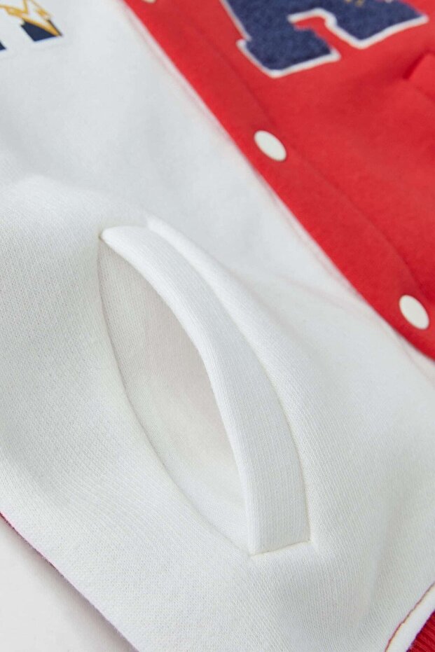 Unisex Red White Bomber College Jacket - 3