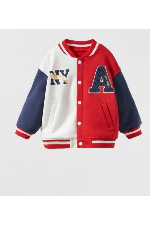 Unisex Red White Bomber College Jacket - 1
