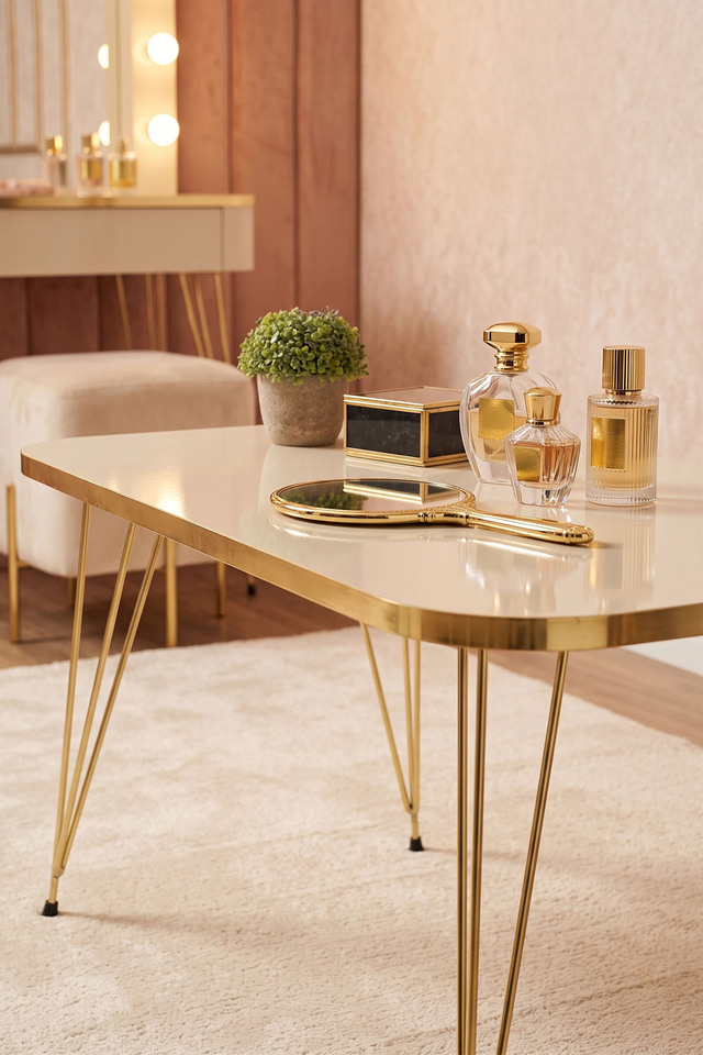 Salontafel kr goud crème draad