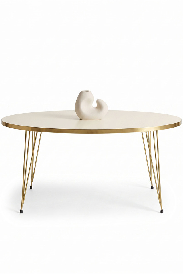 Coffee Table Ellipse Gold Cream Wire