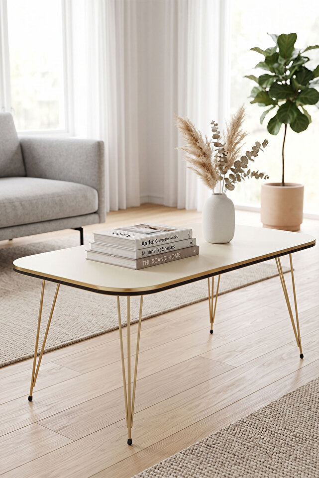 Salontafel kr twin goud crème draadpoten