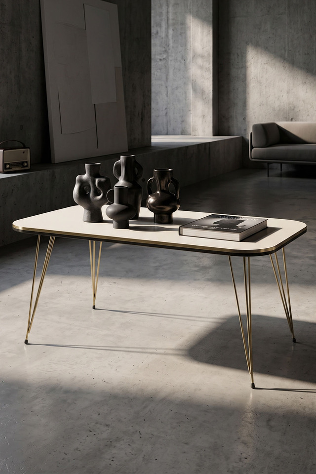 Salontafel kr twin goud crème draadpoten