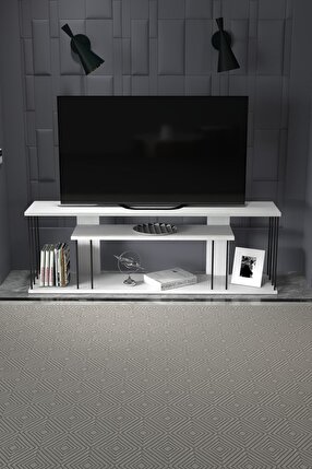 Goldfalez Gzd Plus Duvar Raflı TV Ünitesi Suntalam Beyaz