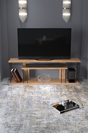 Goldfalez Gzd Plus Duvar Raflı TV Ünitesi Suntalam Kahverengi