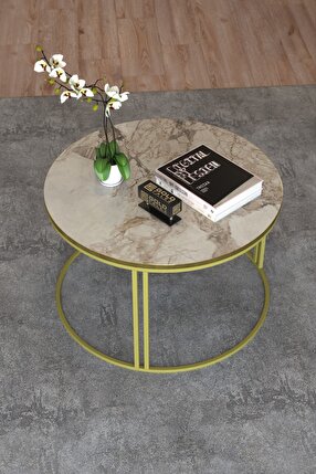 Goldfalez Special Metal Ayak Orta Sehpa Suntalam Efes Beyaz 70 cm