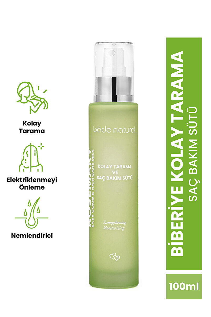 Bade Natural Biberiye Kolay Tarama Ve Saç Bakım Sütü - Elektriklenme Karşıtı, Güçlendirici, Nemlendirici - 100 ml