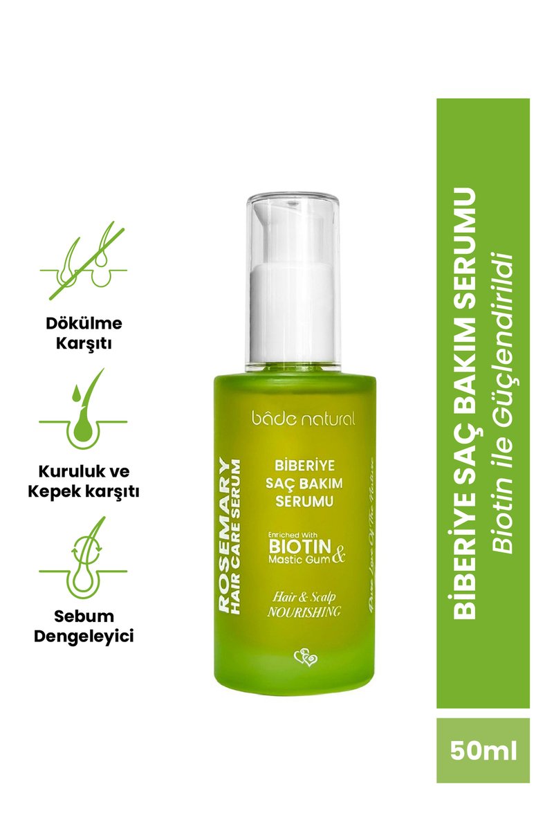 Bade Natural Biberiye Yağı ve Biotin Complex Saç Dökülmesi Karşıtı Saç Bakım Serumu 50 ml