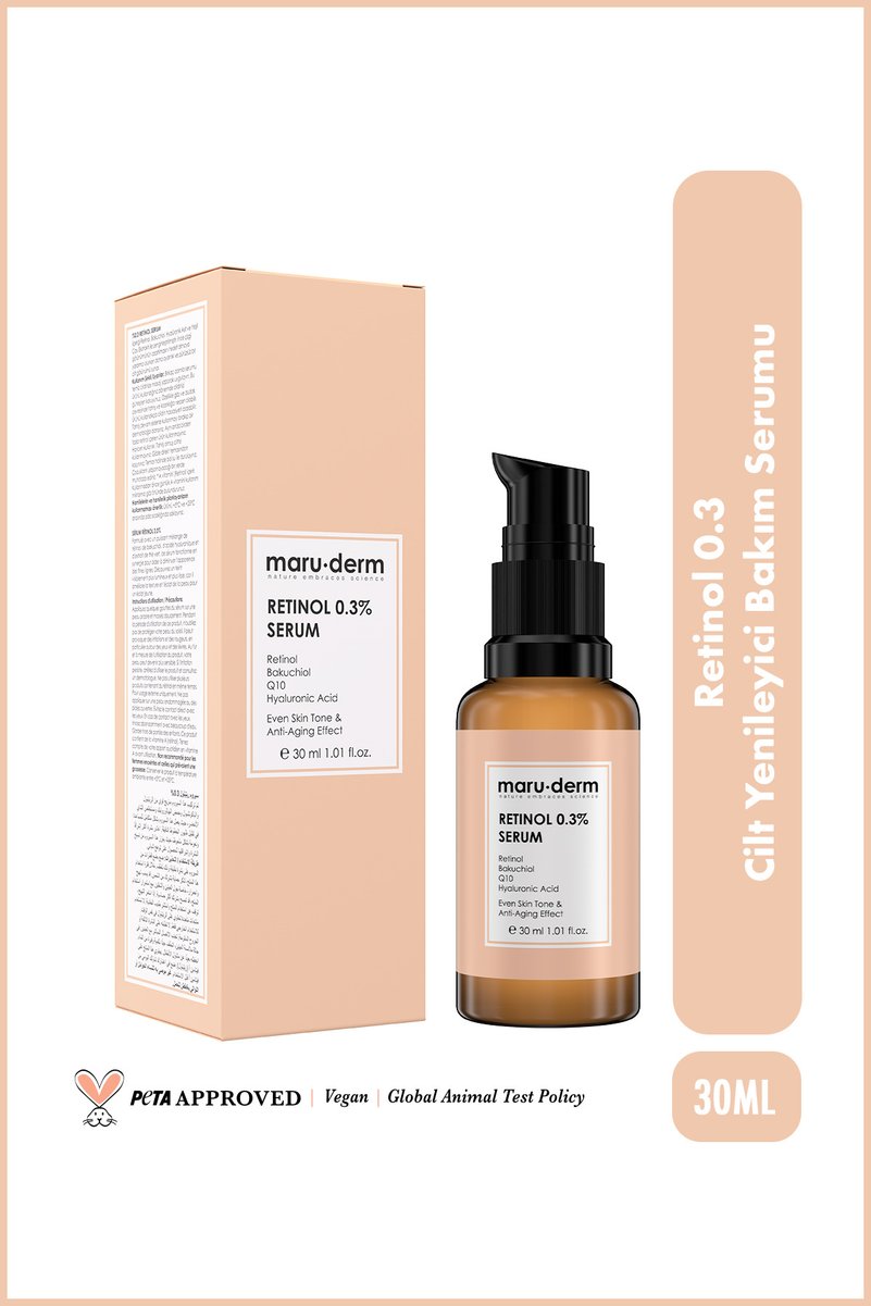 Maru.Derm Retinol 0.3% Yenileyici & Kırışıklık Karşıtı Cilt Bakım Serumu 30 ML