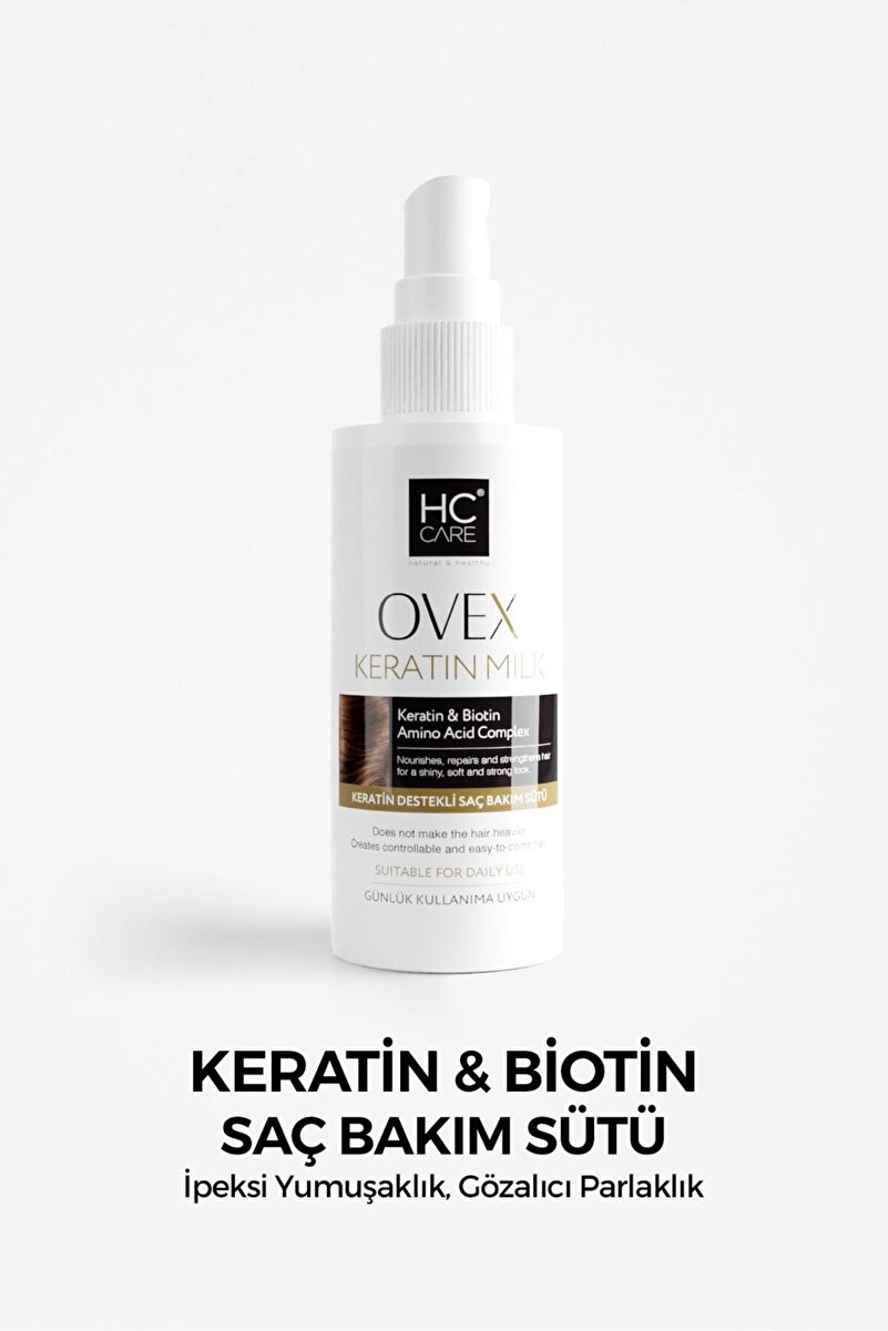 HC Care Ovex Keratin & Biotin Saç Bakım Sütü - Onarıcı, Isı Koruyucu, Kolay Tarama ve İpeksi Yumuşaklık