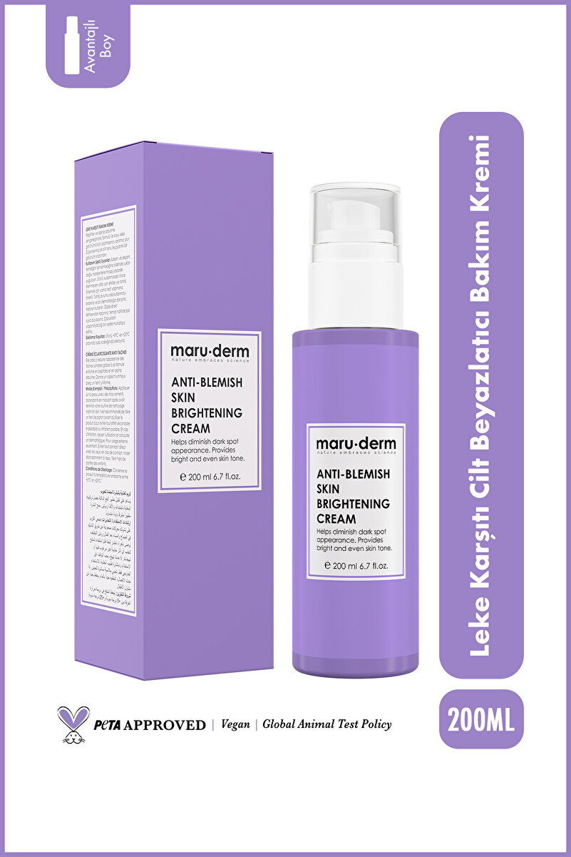Maru.Derm Leke Karşıtı Cilt Beyazlatıcı Yüz Bakım Kremi 200 ML