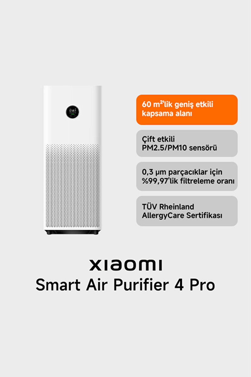 Xiaomi Smart Air Purifier 4 Pro Akıllı Hava Temizleyici (Xiami Türkiye Garantili )