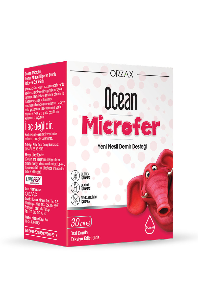 Ocean Microfer Demir Takviye Edici Gıda (Lipofer: Patentli Mikroenkapsüle Demir Kaynağı) - Damla - 30 ml