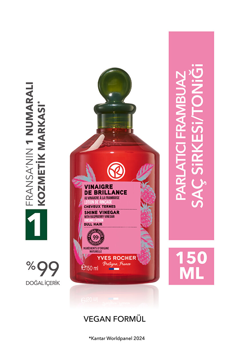 Yves Rocher Parlatıcı Frambuaz Saç Sirkesi / Toniği - Normal Saçlar / Brillance - Vegan -150ml