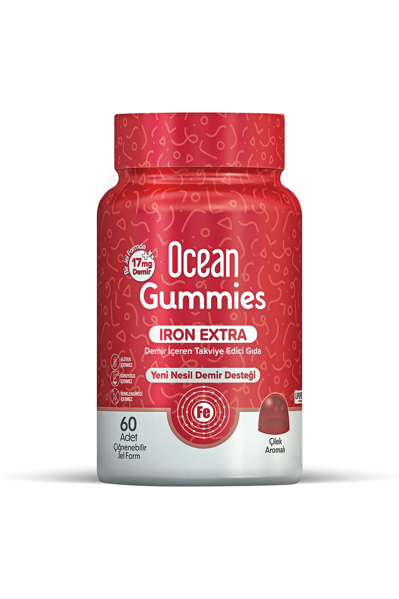 Orzax Ocean Gummies Iron Extra Demir İçeren Takviye Edici Gıda 60 Adet Çİğnenebilir Jel Form