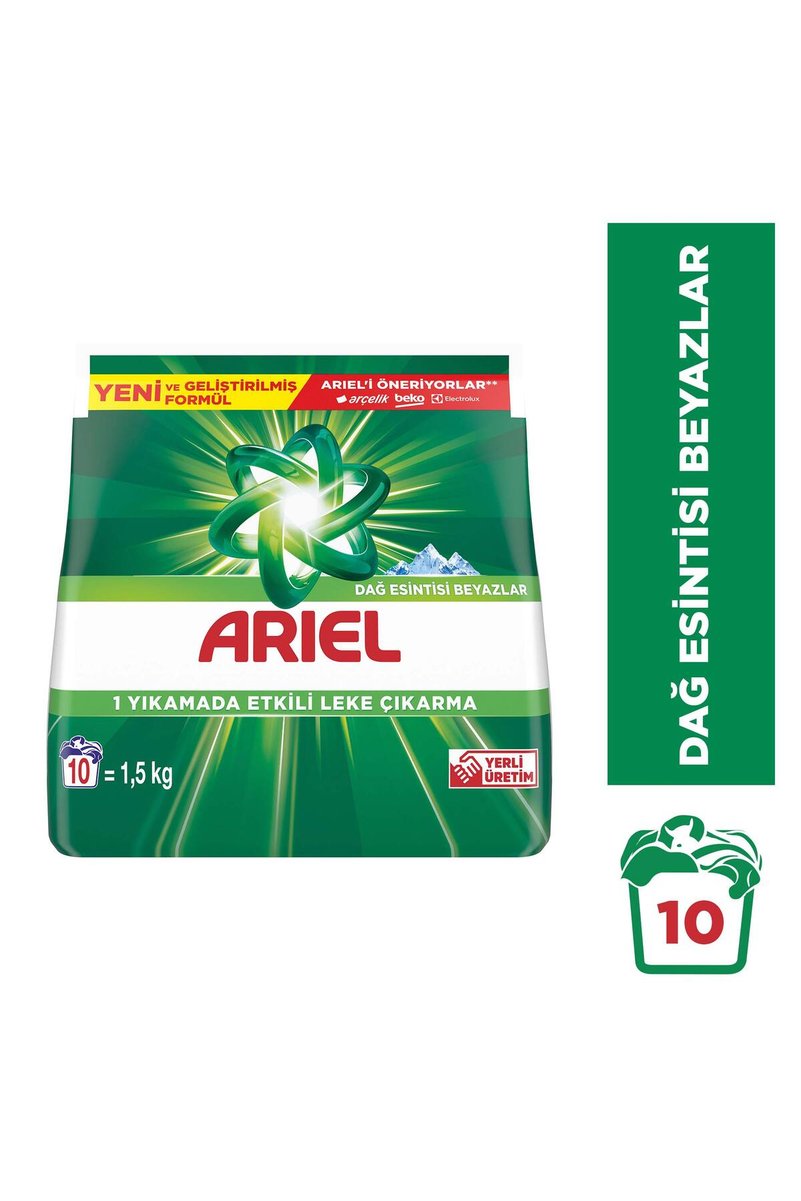 Ariel Dağ Esintisi Beyazlar Toz Çamaşır Deterjanı 1.5 KG 10 Yıkama