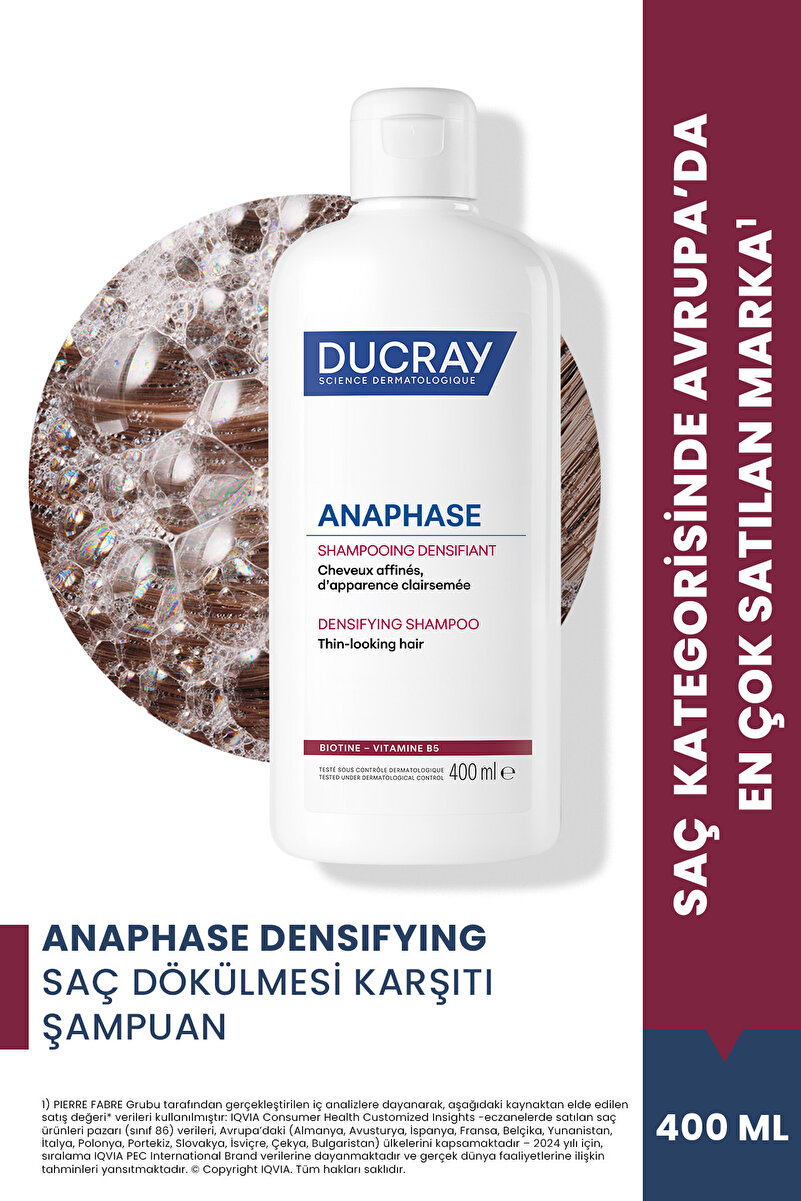 Ducray Anaphase Densifying Saç Dökülmesine Karşı Şampuan İncelmiş ve Seyrekleşmiş Saçlar için 400 ml