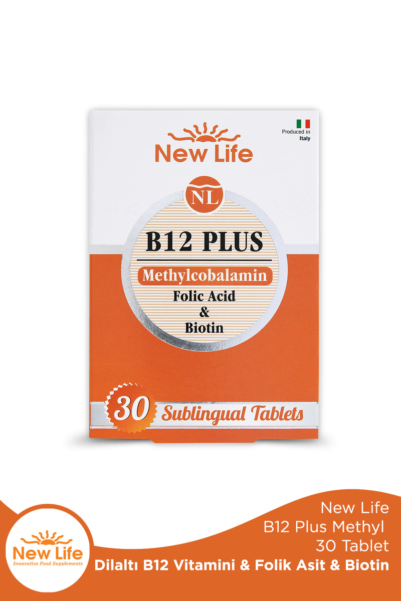 New Life B12 Plus Dilaltı 30 Tablet Metillkobalamin - Folik Asit - Biotin