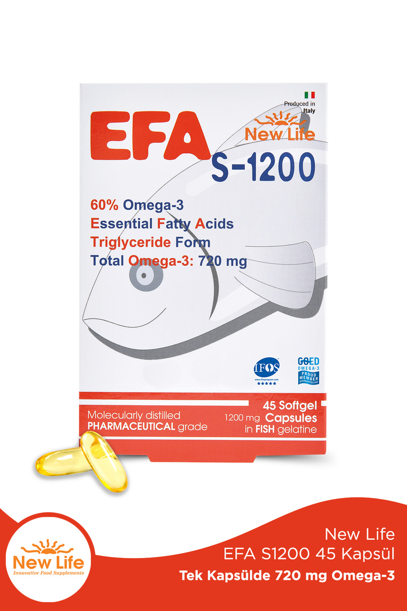 New Life Efa S-1200 45 Kapsül Balık Yağı - 720mg Omega3 - 396mg EPA - 264mg DHA