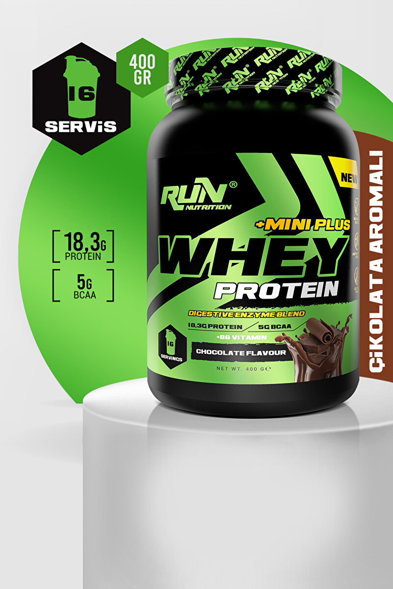 Run Nutrition Whey Protein Mini Plus Çikolata Aromalı - 400g - 16 Servis