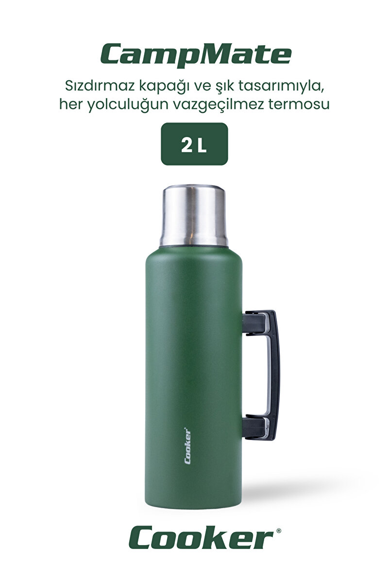 Cooker CampMate 2 Litre Paslanmaz Çelik Termos Yeşil CKR2128