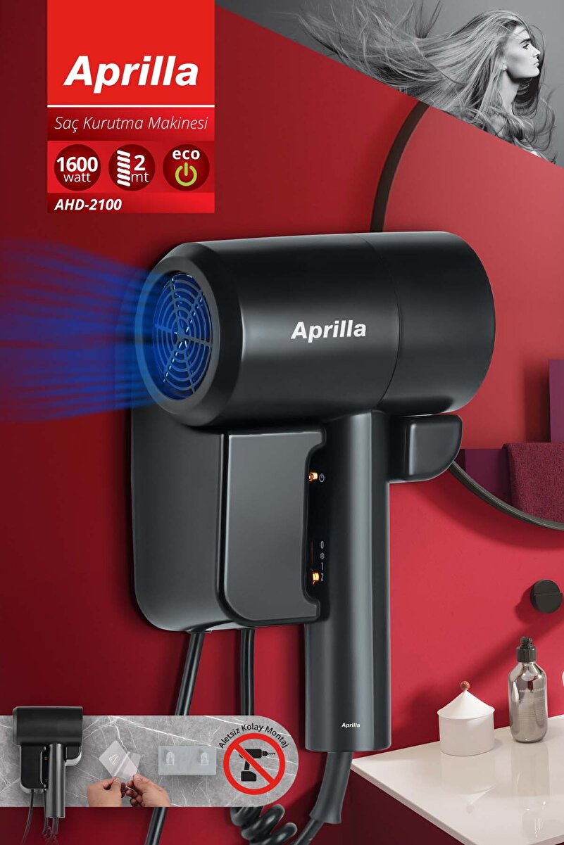 Aprilla AHD-2100 Saç Kurutma Makinesi Aletsiz Kolay Montaj