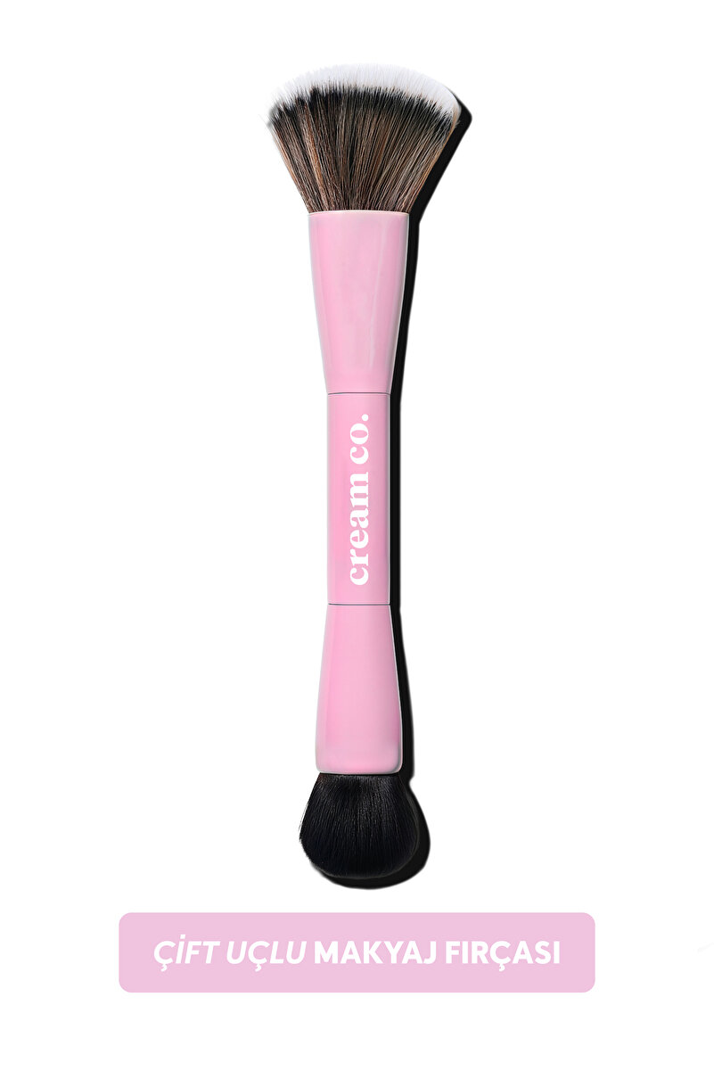 Cream Co. Çift Taraflı Makyaj Fırçası | Dual-Ended Allık Kontür Fondöten Kapatıcı | Çok Amaçlı Makeup Brush