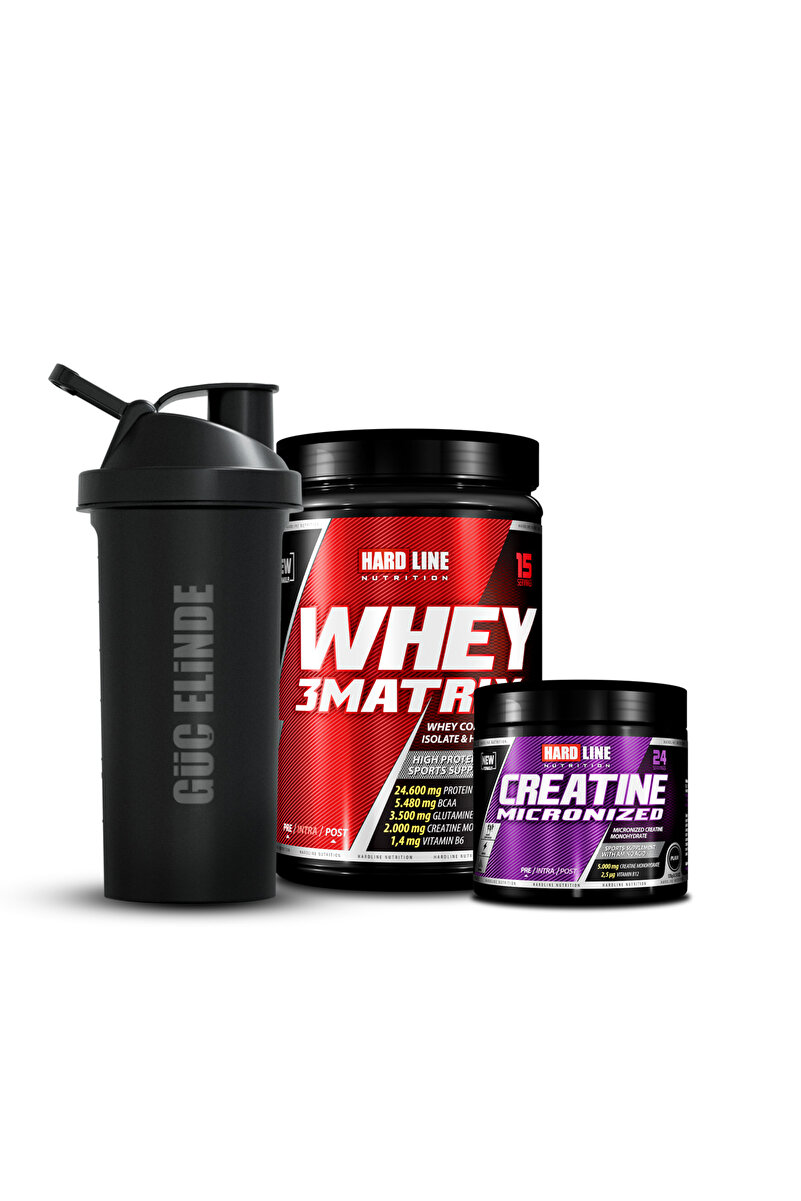 Hardline 3Matrix Whey 454 Gr Protein Tozu 15 Servis + Kreatin Mikronize 120 Gr +Shaker