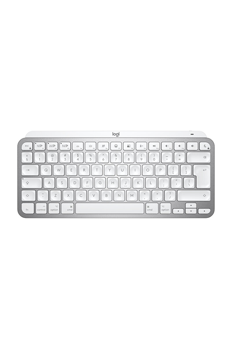 logitech MX Keys Mini Mac İçin Minimalist Kablosuz Aydınlatmalı İngilizce Q Klavye, Beyaz 920-010526