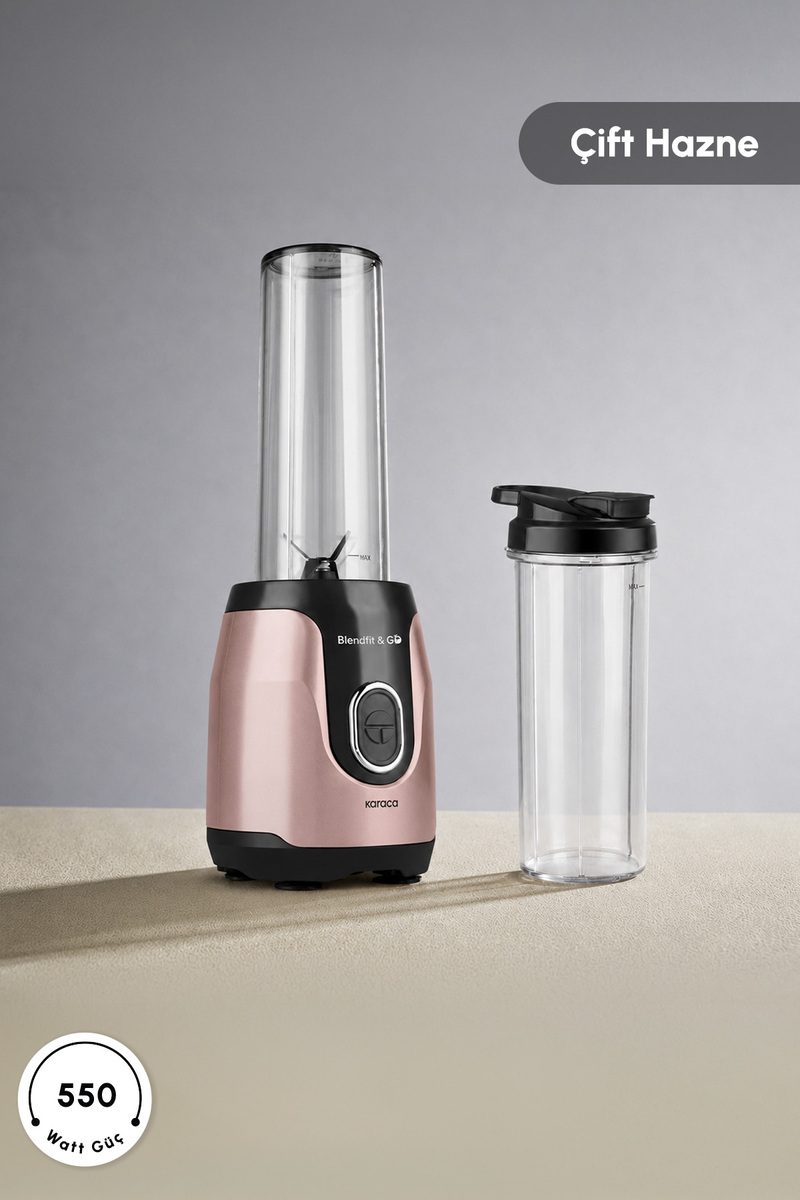 Karaca Blendfit Go Personal Çift Hazne Sporcu Blender - Kişisel Smoothie Blender Rosegold