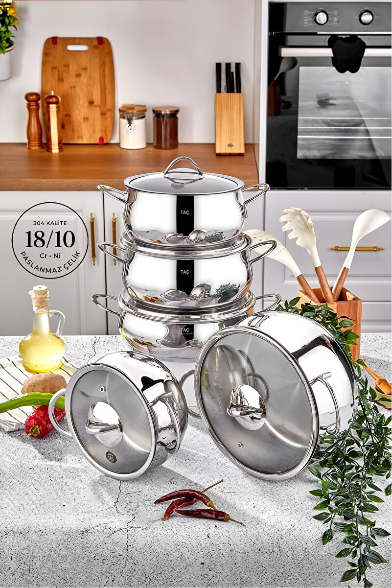 Taç Master Steel İndüksiyon Tabanlı 10 Parça Çelik Tencere Seti