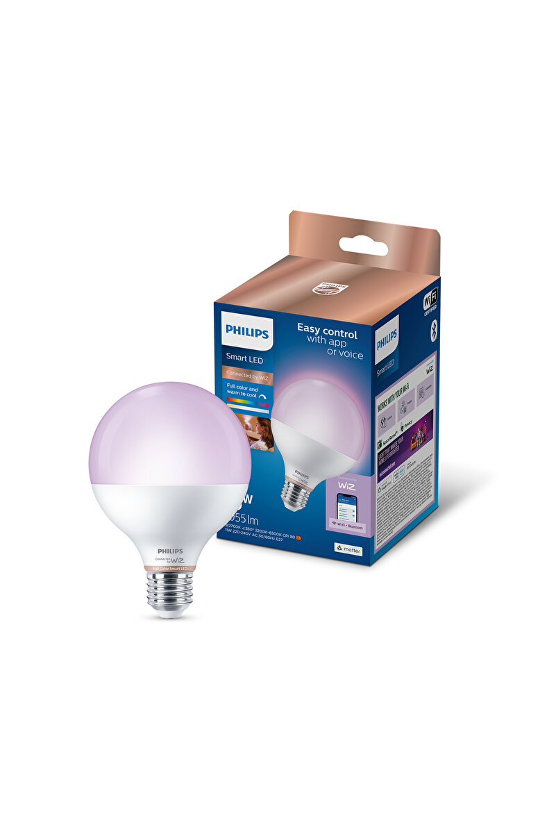 Philips Smart Lighting LED Globe Ampul G95 E27 75W Eşdeğer RGB - Google Home, Alexa, HomeKit ve Matter uyumlu