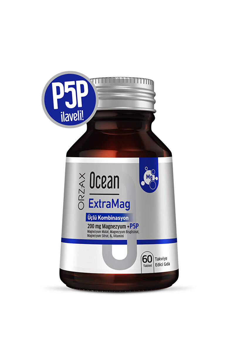 Ocean ExtraMag Üçlü Kombinasyon Magnezyum 200 mg Takviye Edici Gıda 60 Tablet