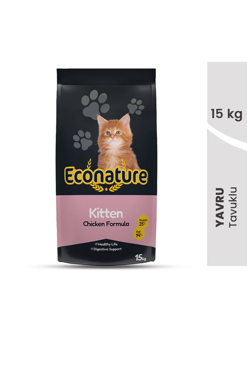 Econature Plus Yavru Kuru Kedi Maması (Kitten) - Tavuk Etli - 15 KG