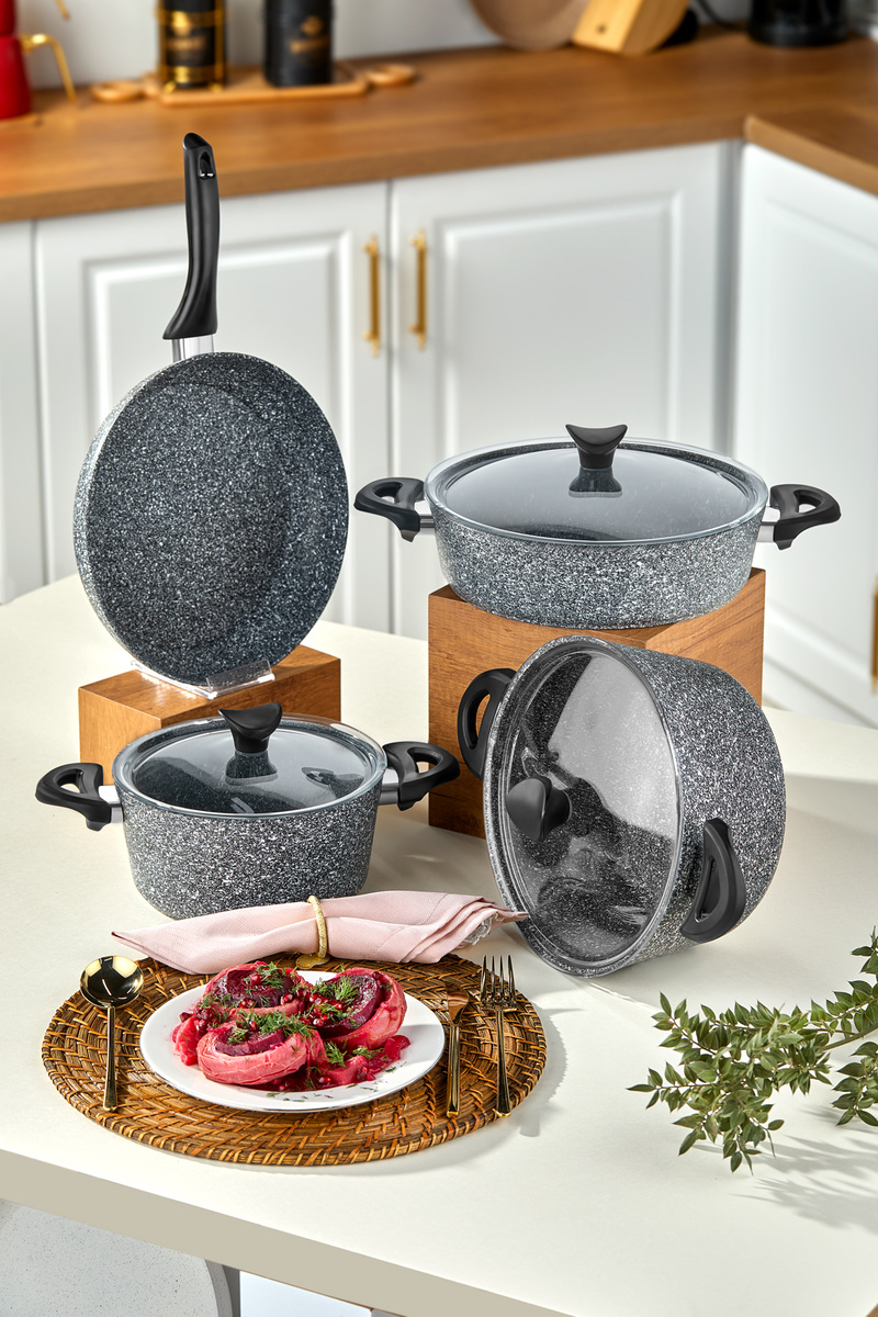 Taç Mastercook 7 Parça Granit Tencere Seti Gri