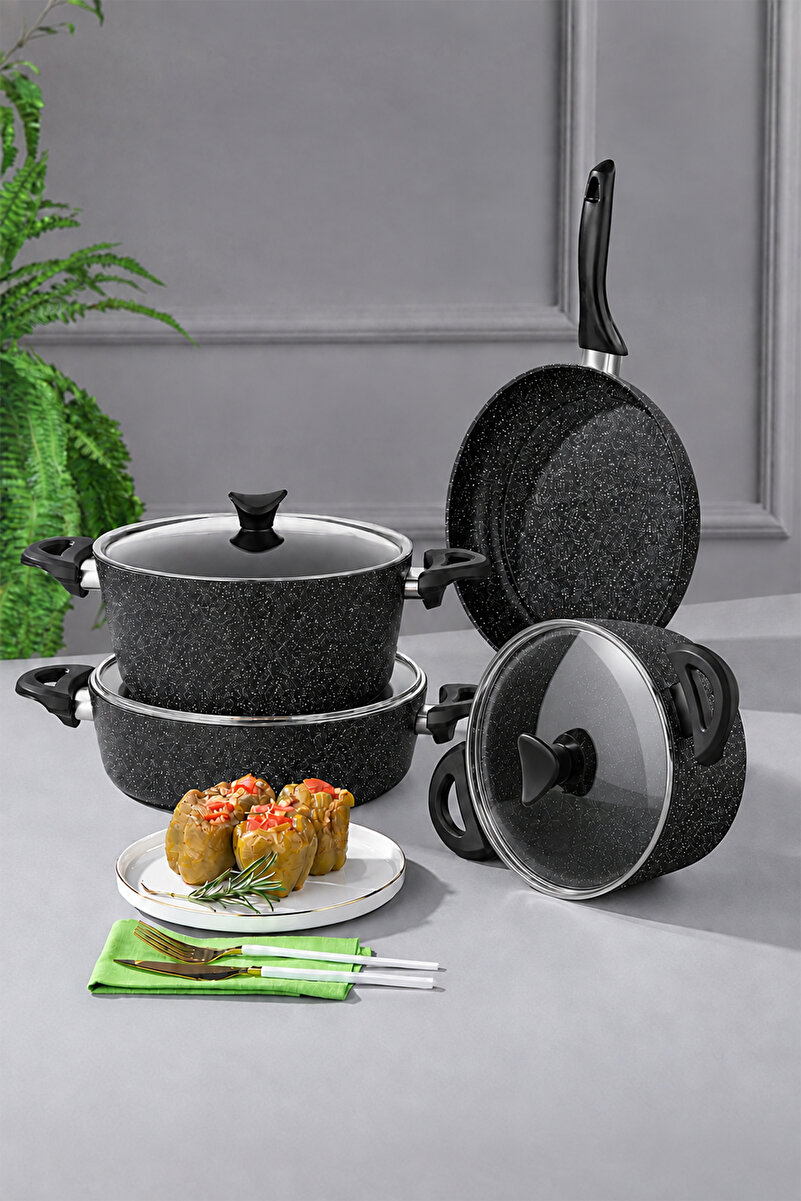 Taç Mastercook 7 Parça Granit Tencere Seti Siyah