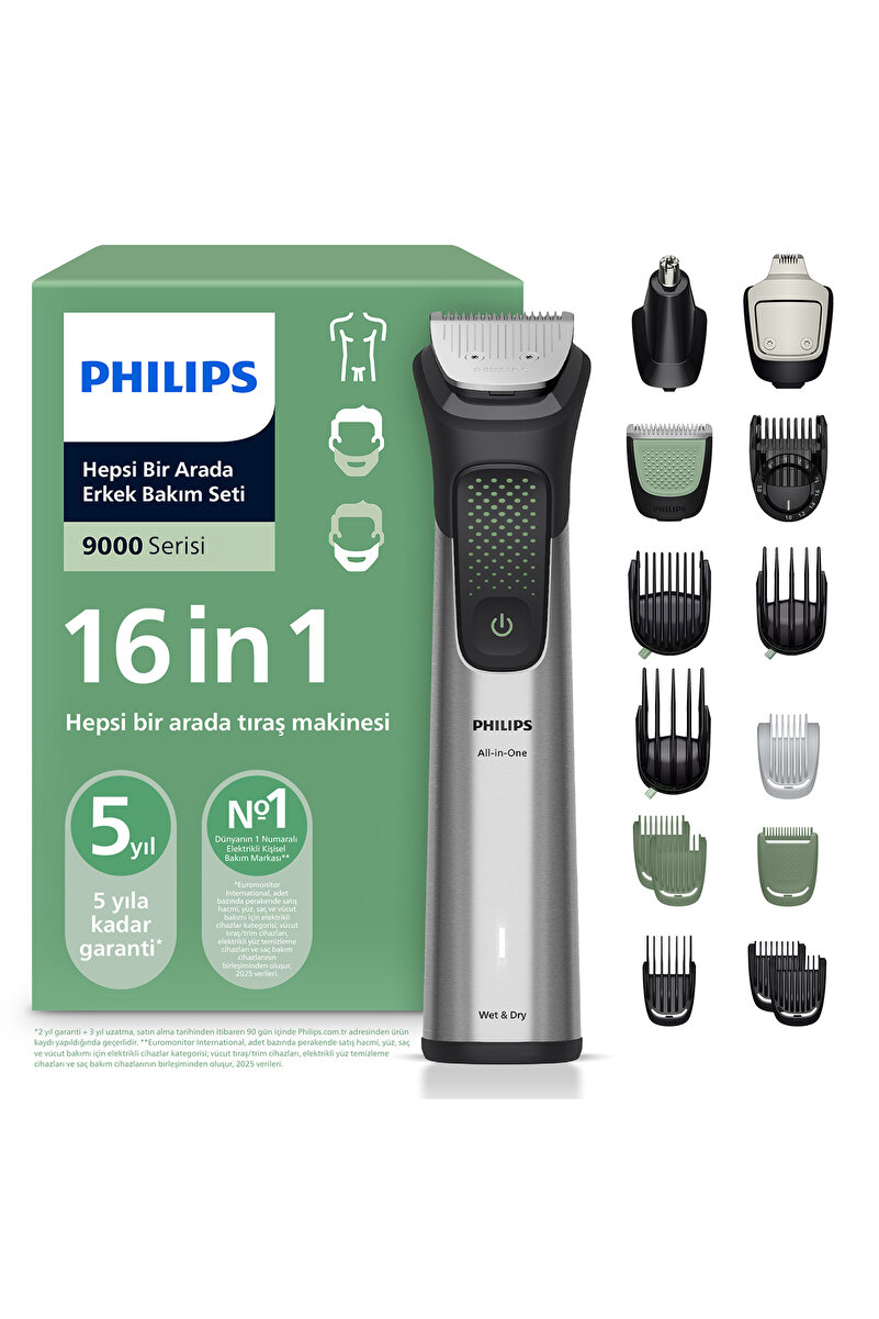 Philips 9000Serisi 16in1, Erkek Bakım Seti,Yüz/Saç/Vücut/Sakal Tıraş Makinesi, Islak&Kuru, MG9532/15