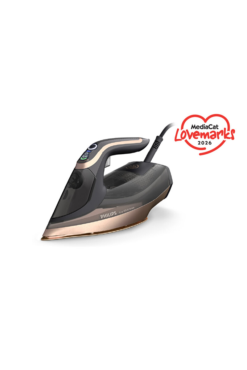 Philips 8000 Serisi Azur Buharlı Ütü, Sıfır Yanık, 260g Turbo şok buhar, 110 g/dk, 3000W, DST8070/80