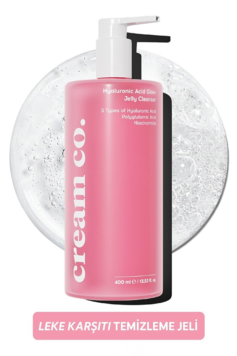 Cream Co. Leke Karşıtı Nemlendirici Yüz Temizleme Jeli Niacinamide Hyalüronik Asit | 400 ML | Tüm Cilt Tipleri