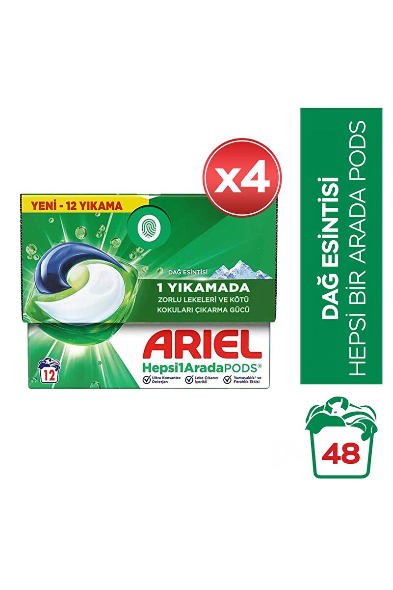 Ariel Hepsi1Arada PODS® Kapsül Çamaşır Deterjanı Beyazlar ve Renkliler 12 Yıkama x4
