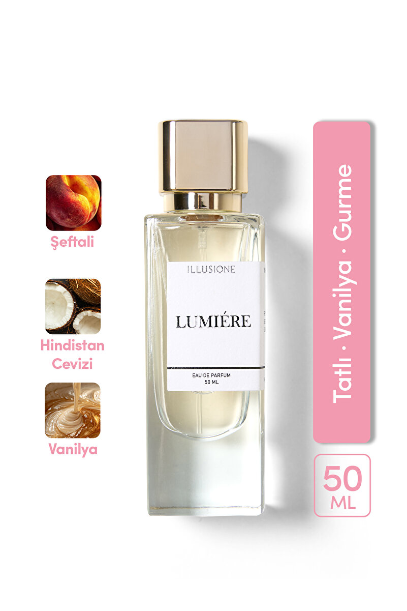ILLUSIONE Lumiére Edp Kadın Parfüm 50ml | Tatlı - Vanilya - Gurme | Narenciye, Müge, Orkide, Misk