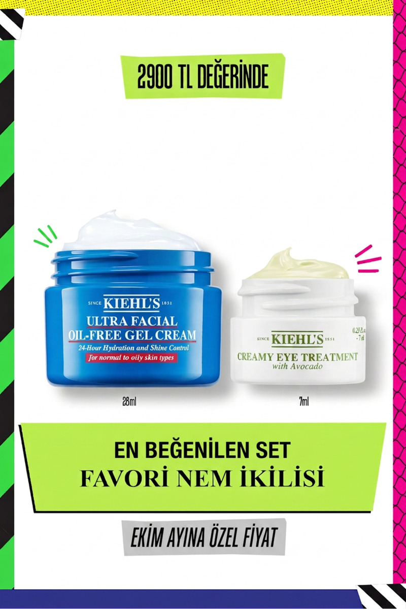 Kiehl's Ultra Facial Oil-Free Cream & Avokadolu Göz Kremi Nem İkilisi Seti