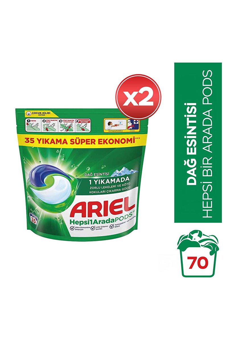 Ariel Hepsi1Arada PODS® Kapsül Çamaşır Deterjanı Beyazlar ve Renkliler 35 Yıkama x 2