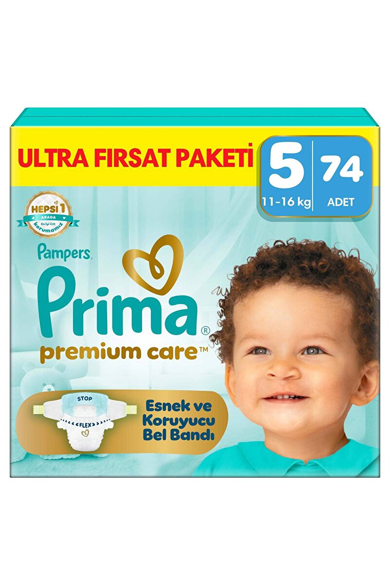 Prima Premium Care Ultra Fırsat Paketi 5 Numara 74 Adet Bebek Bezi