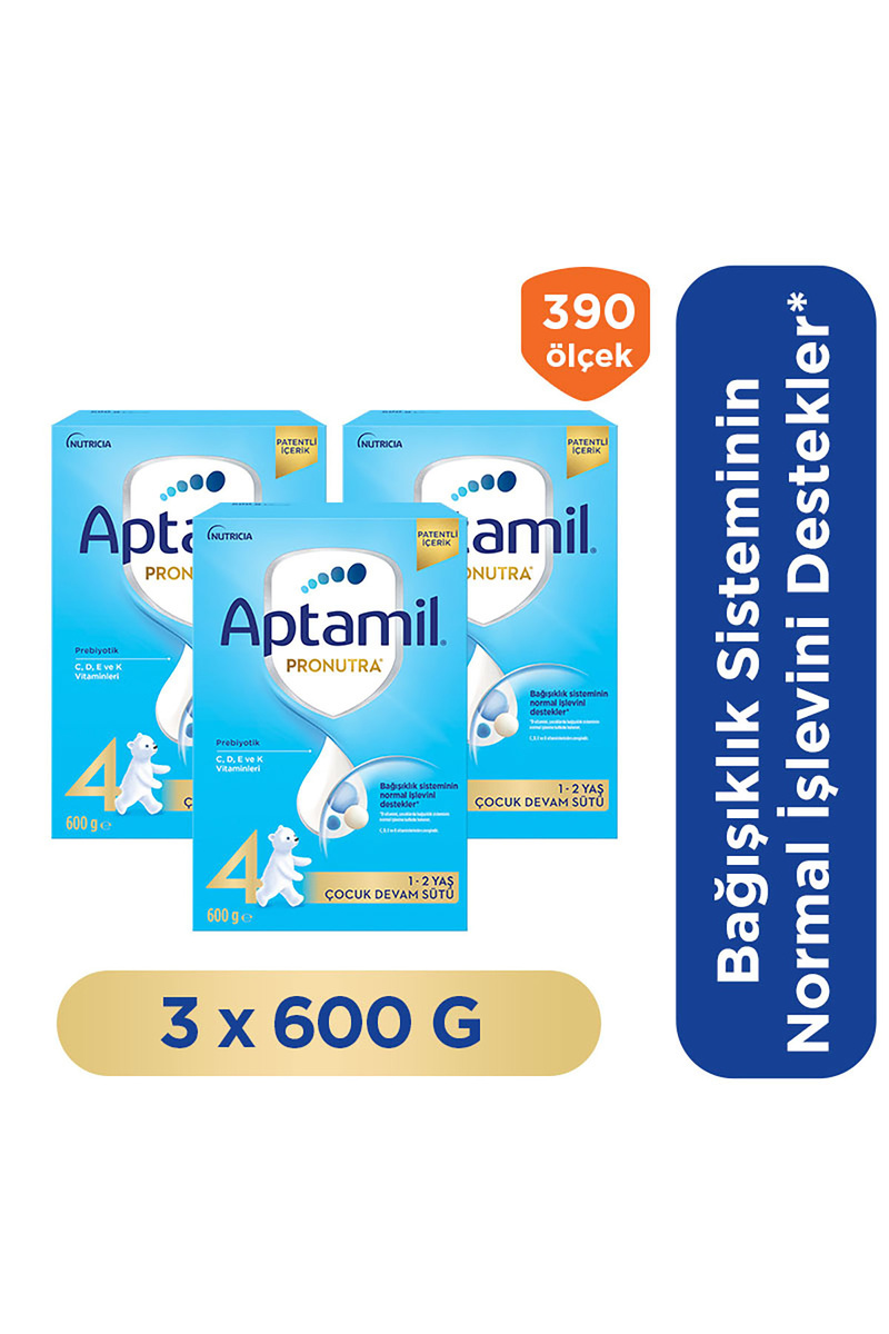 Aptamil 4 Prebiyotikli Çocuk Devam Sütü 1+ Yaş 600 x 3 Adet 1800 Gr
