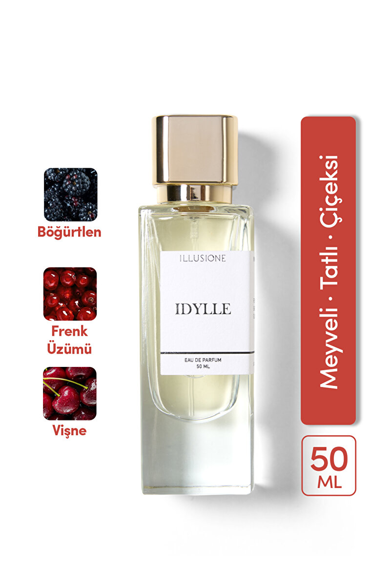 ILLUSIONE Idylle Edp Kadın Parfüm 50ml | Meyveli-Şekerli-Çiçeksi | Vişne, Ahududu, Yasemin, Paçuli
